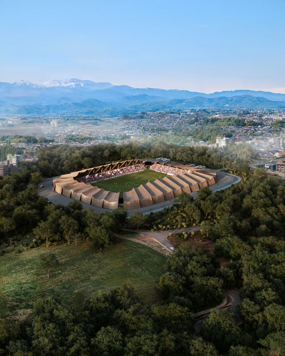 Fukushima United FC Envisions the World’s First Fully Wooden, Circular Stadium